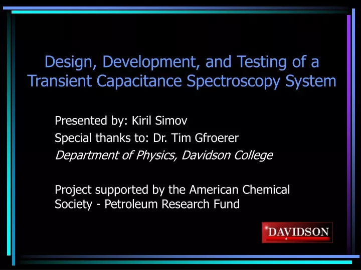 design development and testing of a transient capacitance spectroscopy system