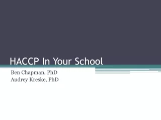 HACCP In Your School