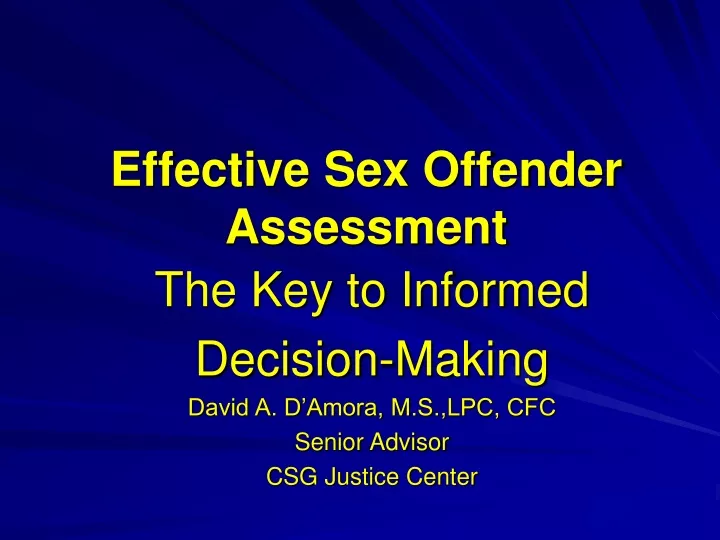 effective sex offender assessment