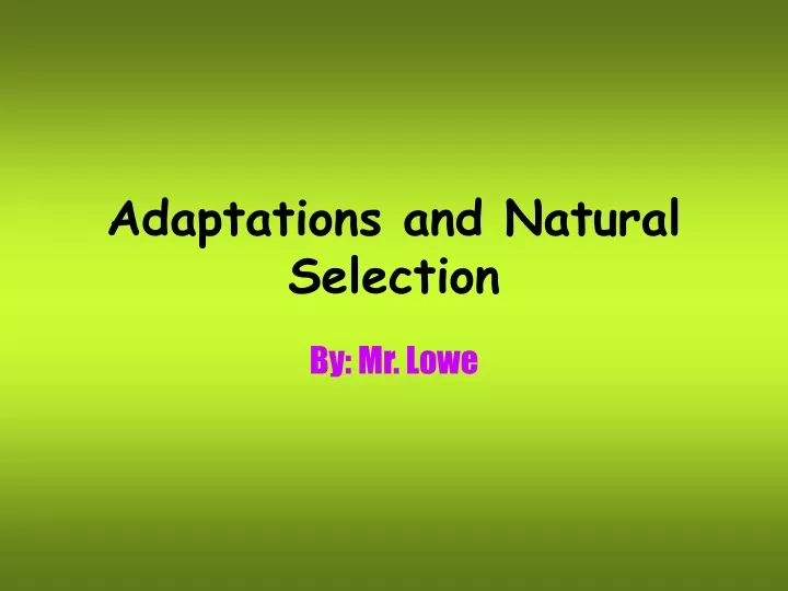 adaptations and natural selection