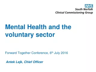Mental Health and the  voluntary sector