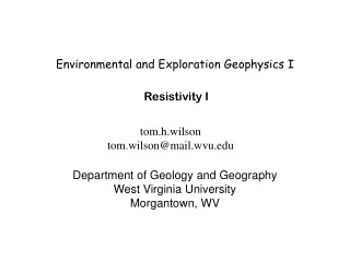 Environmental and Exploration Geophysics I