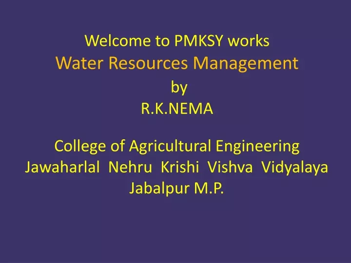 welcome to pmksy works water resources management