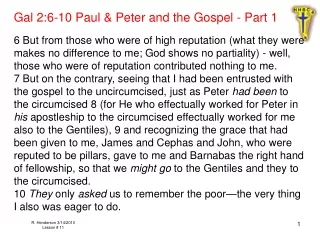 Gal 2:6-10 Paul &amp; Peter and the Gospel - Part 1