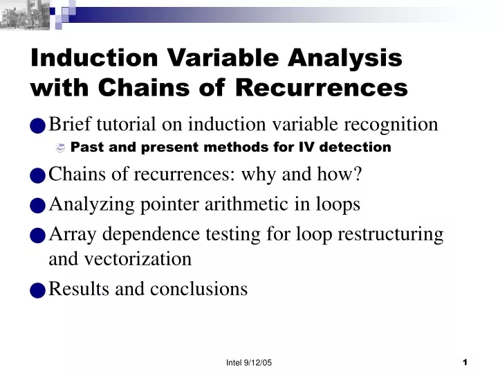 induction variable analysis with chains of recurrences