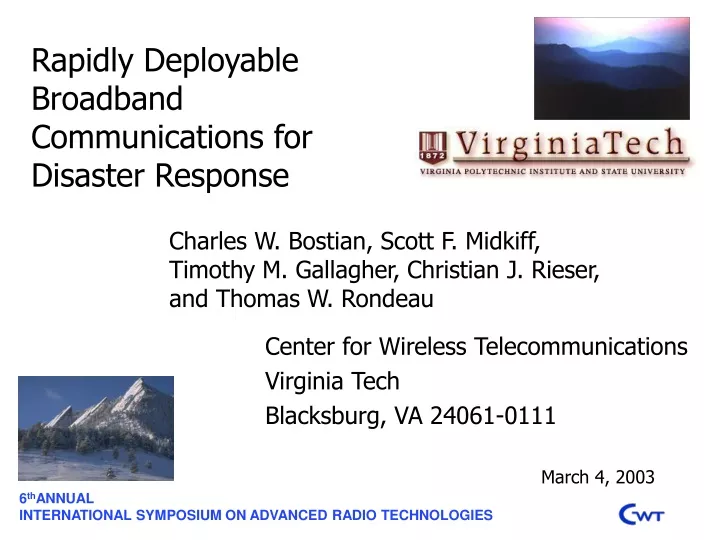 rapidly deployable broadband communications