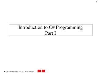 Introduction to C# Programming Part I