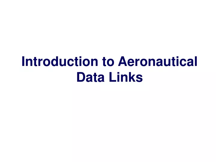 introduction to aeronautical data links