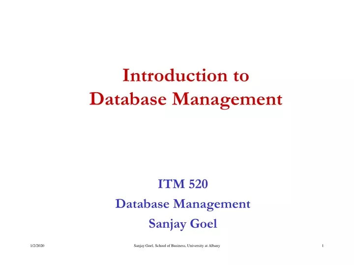 introduction to database management