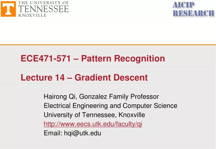 ece471 571 pattern recognition lecture 14 gradient descent