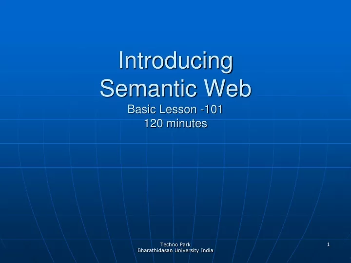 introducing semantic web basic lesson 101 120 minutes