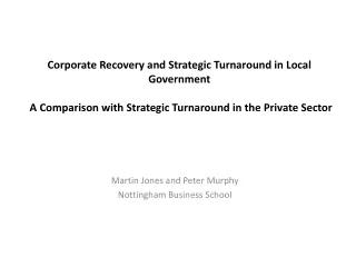 Martin Jones and Peter Murphy Nottingham Business School