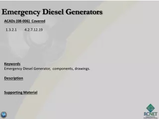 ACADs (08-006)  Covered Keywords Emergency Diesel Generator,  components , drawings. Description