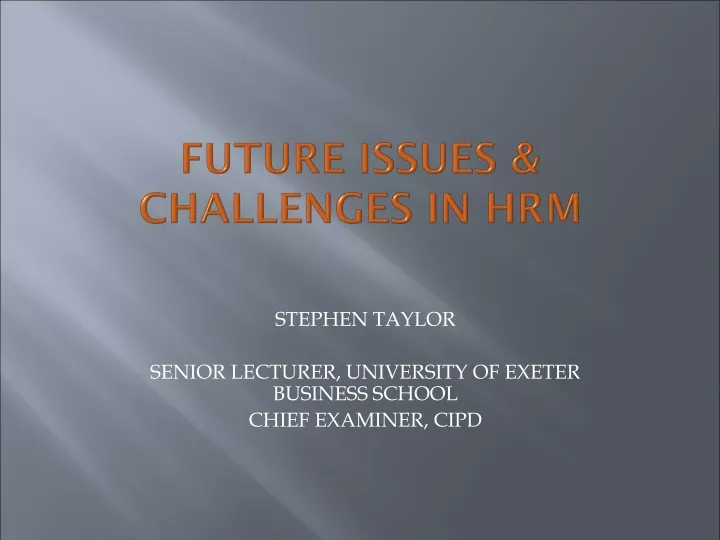 future issues challenges in hrm