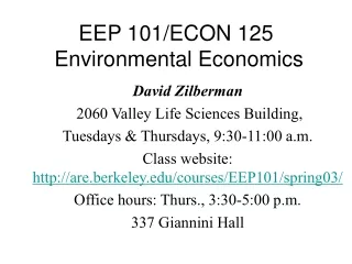 EEP 101/ECON 125  Environmental Economics