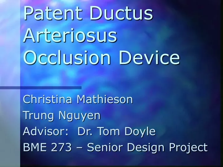 patent ductus arteriosus occlusion device