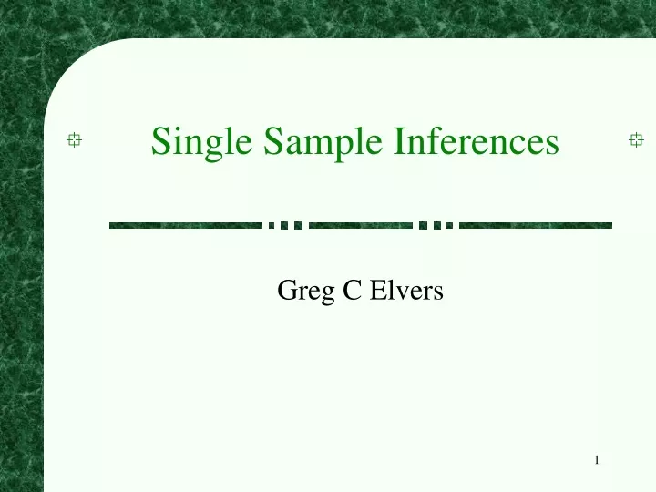 single sample inferences