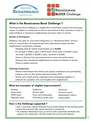 What is the Renaissance Block Challenge ?