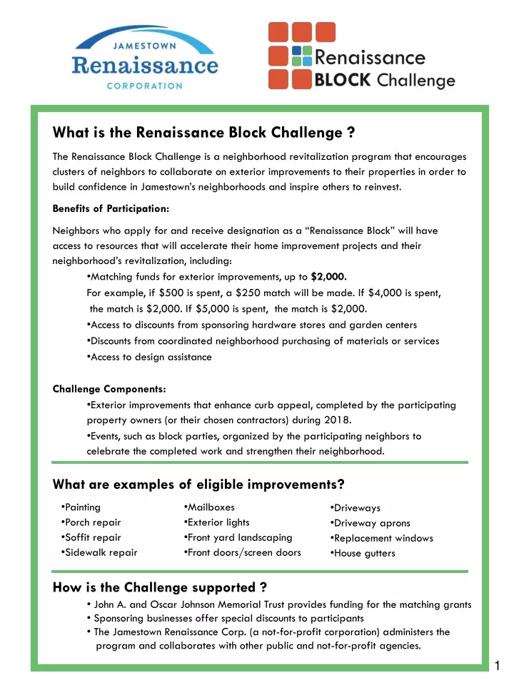 what is the renaissance block challenge