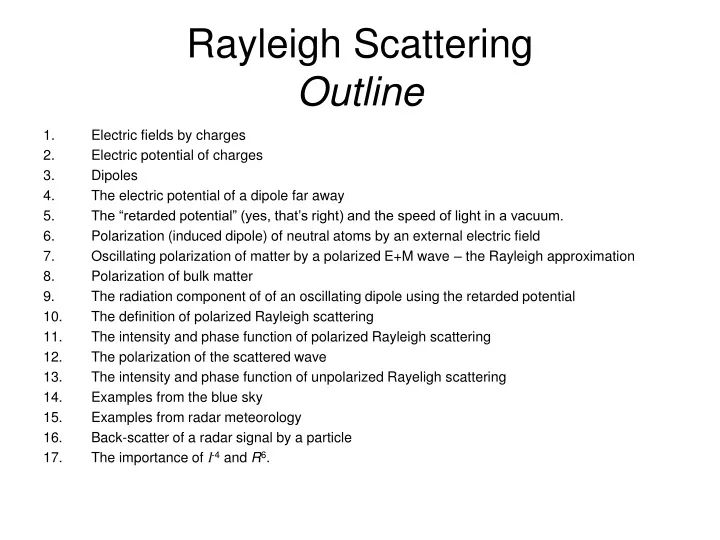 rayleigh scattering outline