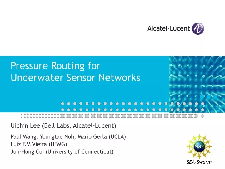 pressure routing for underwater sensor networks