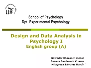 Design and Data Analysis in Psychology I English group  (A)