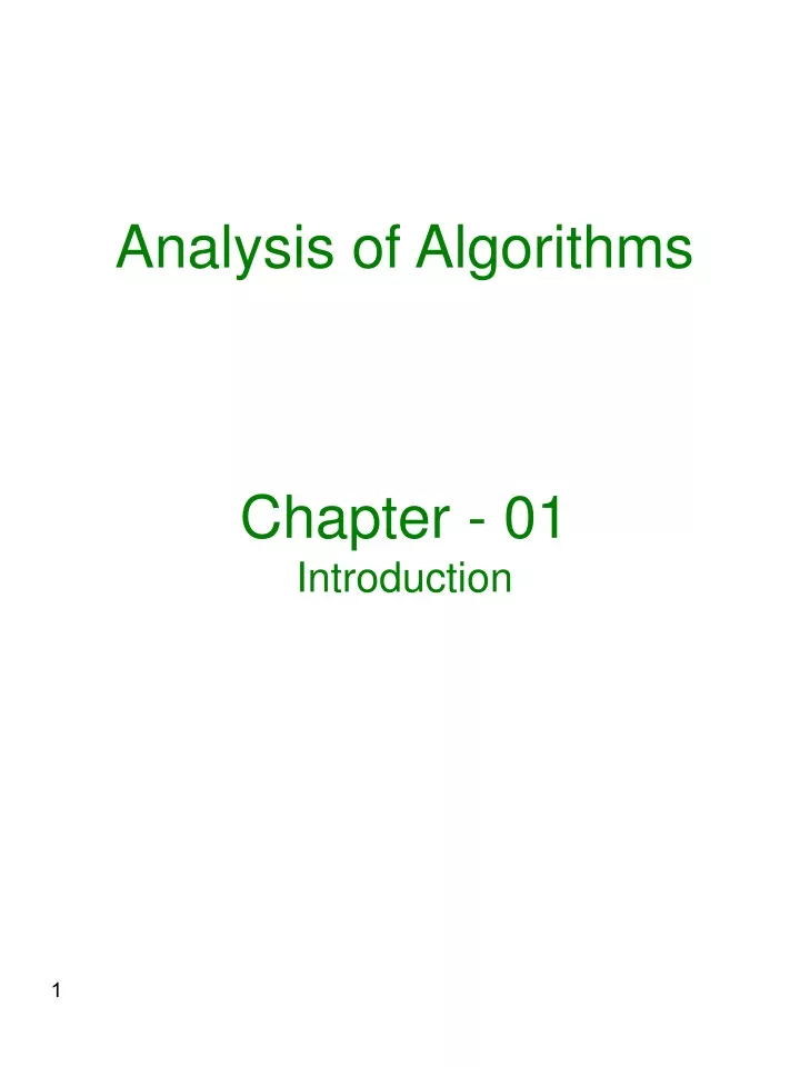 analysis of algorithms chapter 01 introduction