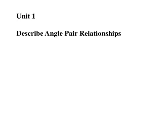 Unit 1 Describe Angle Pair Relationships