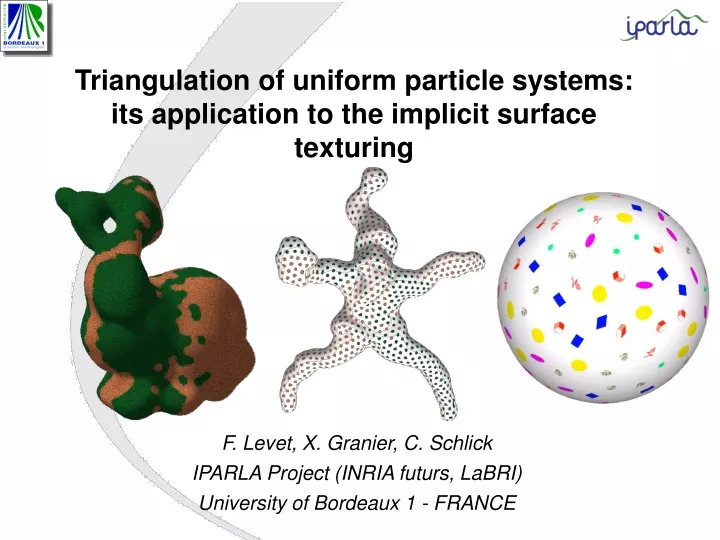 triangulation of uniform particle systems its application to the implicit surface texturing