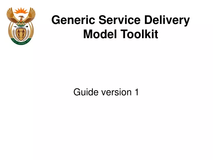 generic service delivery model toolkit
