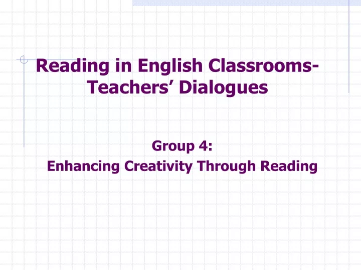 reading in english classrooms teachers dialogues