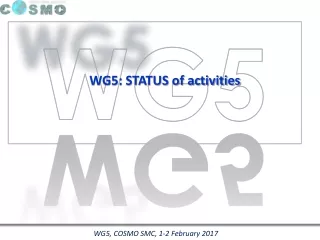 WG5: STATUS of activities