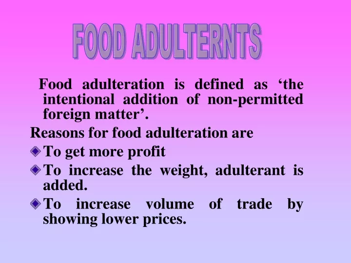 food adulternts