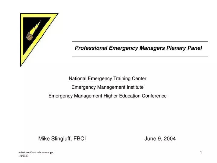 professional emergency managers plenary panel
