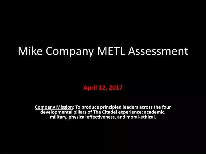mike company metl assessment