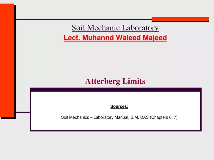 soil mechanic laboratory lect muhannd waleed majeed atterberg limits