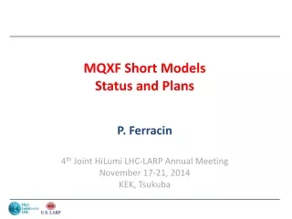 MQXF Short Models Status and Plans