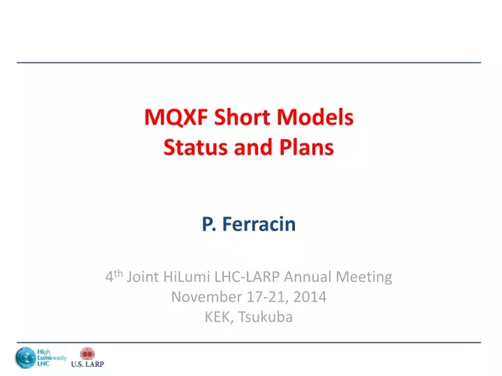 mqxf short models status and plans