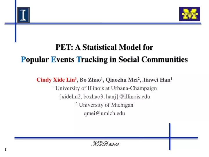 pet a statistical model for p opular e vents t racking in social communities