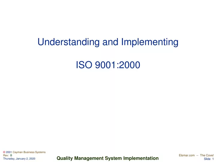 understanding and implementing iso 9001 2000