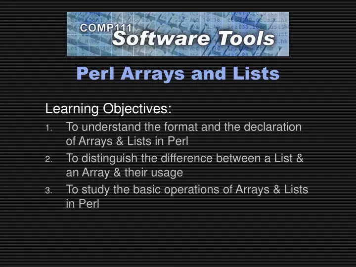 perl arrays and lists