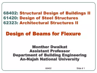 Monther Dwaikat Assistant Professor  Department of Building Engineering