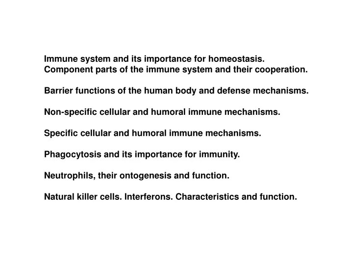 immune system and its importance for homeostasis