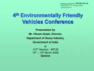 4 th  Environmentally Friendly Vehicles Conference