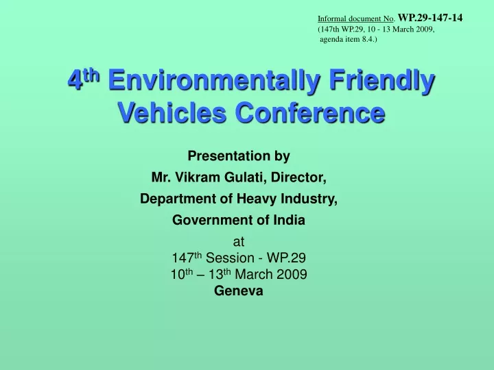 4 th environmentally friendly vehicles conference