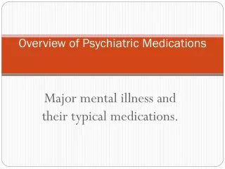 Overview of Psychiatric Medications