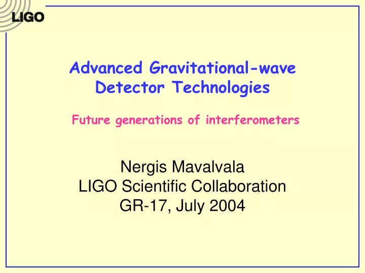 advanced gravitational wave detector technologies