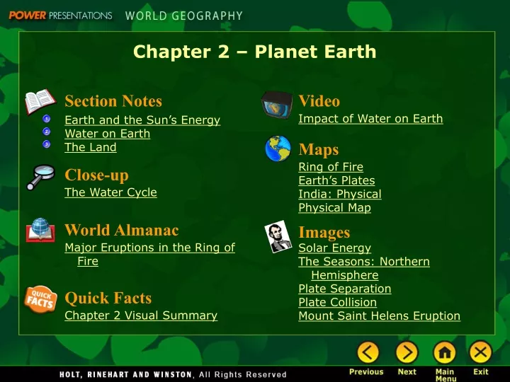 chapter 2 planet earth