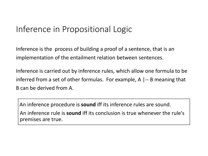 inference in propositional logic