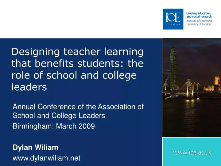 designing teacher learning that benefits students the role of school and college leaders